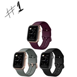 3 PackCompatible for Apple Watch Bands 42-44mm 40-38mm Soft Silicone Sport Wrist